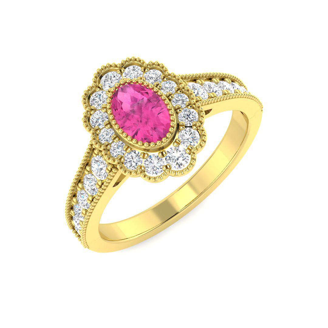 9ct Yellow Gold 0.96ct Pink Sapphire Ring