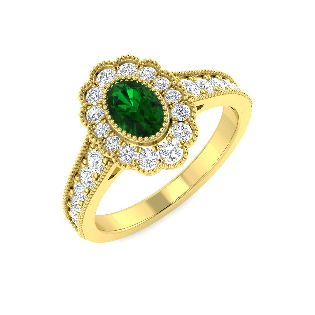 9ct Yellow Gold 0.83ct Emerald Ring