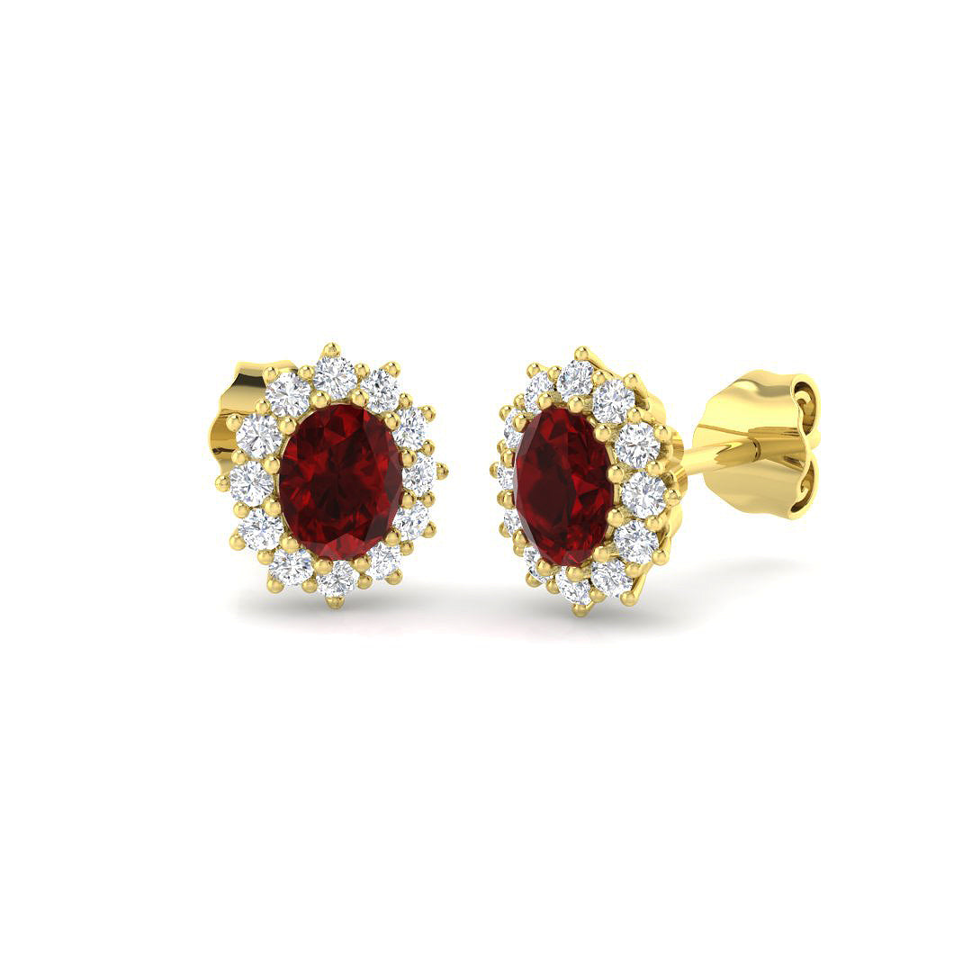9ct Yellow Gold 1.29ct Ruby Earrings