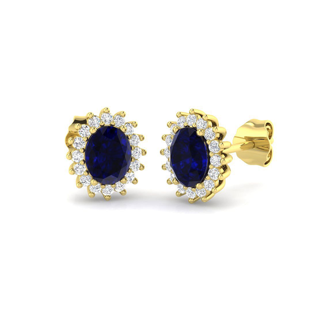 9ct Yellow Gold 1.72ct Blue Sapphire Earrings
