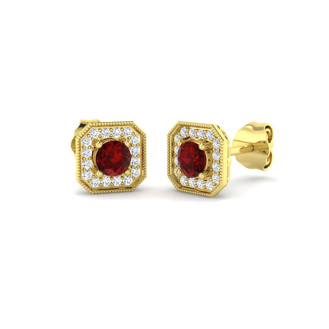 9ct Yellow Gold 0.65ct Ruby Earrings