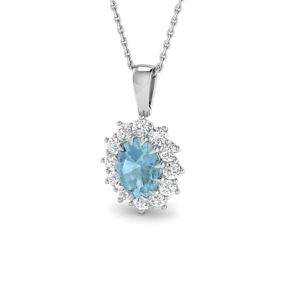 9ct White Gold 1.56ct Aquamarine Pendant