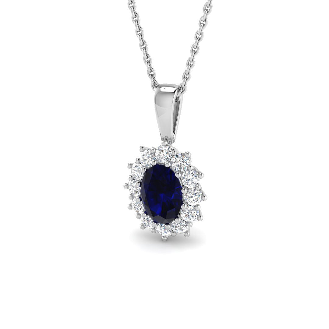 9ct White Gold 1.27ct Blue Sapphire Pendant