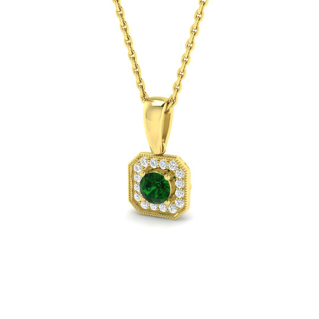 9ct Yellow Gold 0.26ct Emerald Pendant