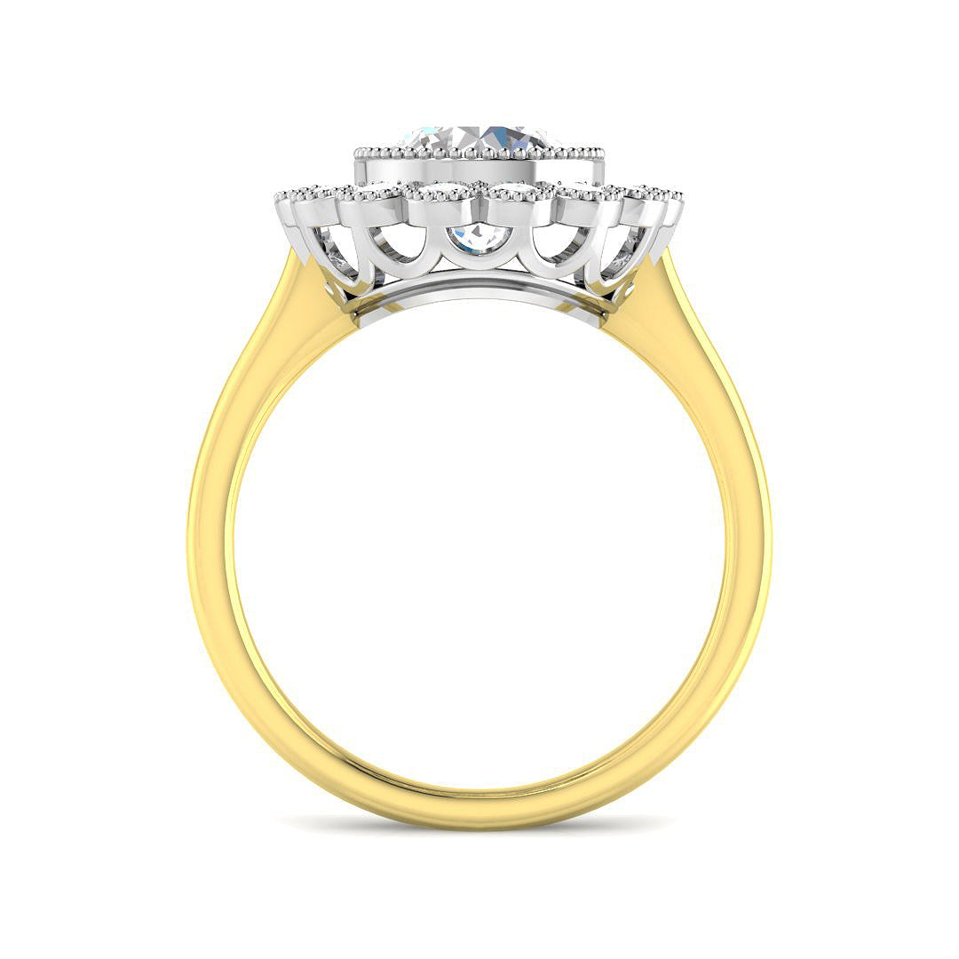 9ct Two-Tone Gold 2.54ct E VVS2 Laboratory Grown Cvd Old Cut Ring