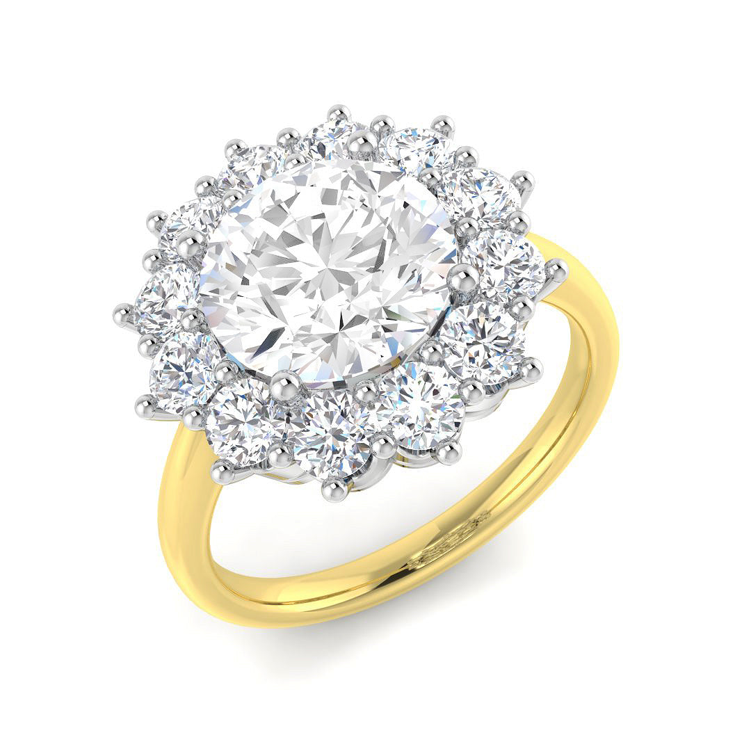 9ct Two-Tone Gold 4.13ct F VVS2 Laboratory Grown Cvd Old Cut Ring