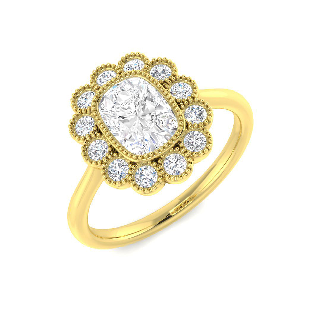 9ct Yellow Gold 1.42ct E VVS2 Laboratory Grown Cvd Old Cut Ring