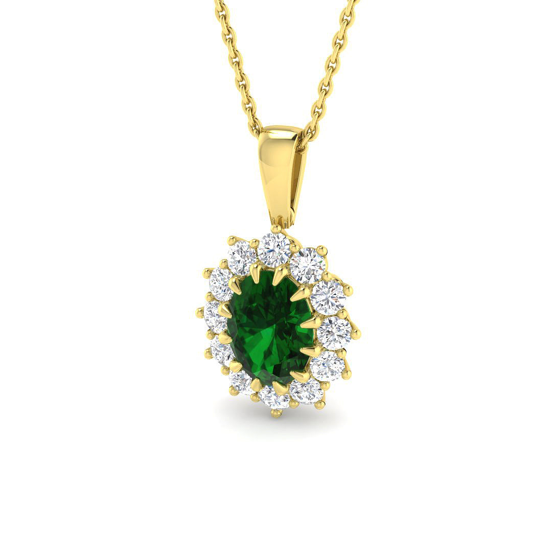 9ct Yellow Gold 1.64ct Laboratory Grown Lab Columbian Emerald Pendant