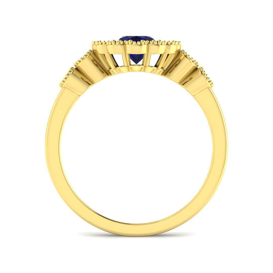 9ct Yellow Gold 1.27ct Blue Sapphire Ring