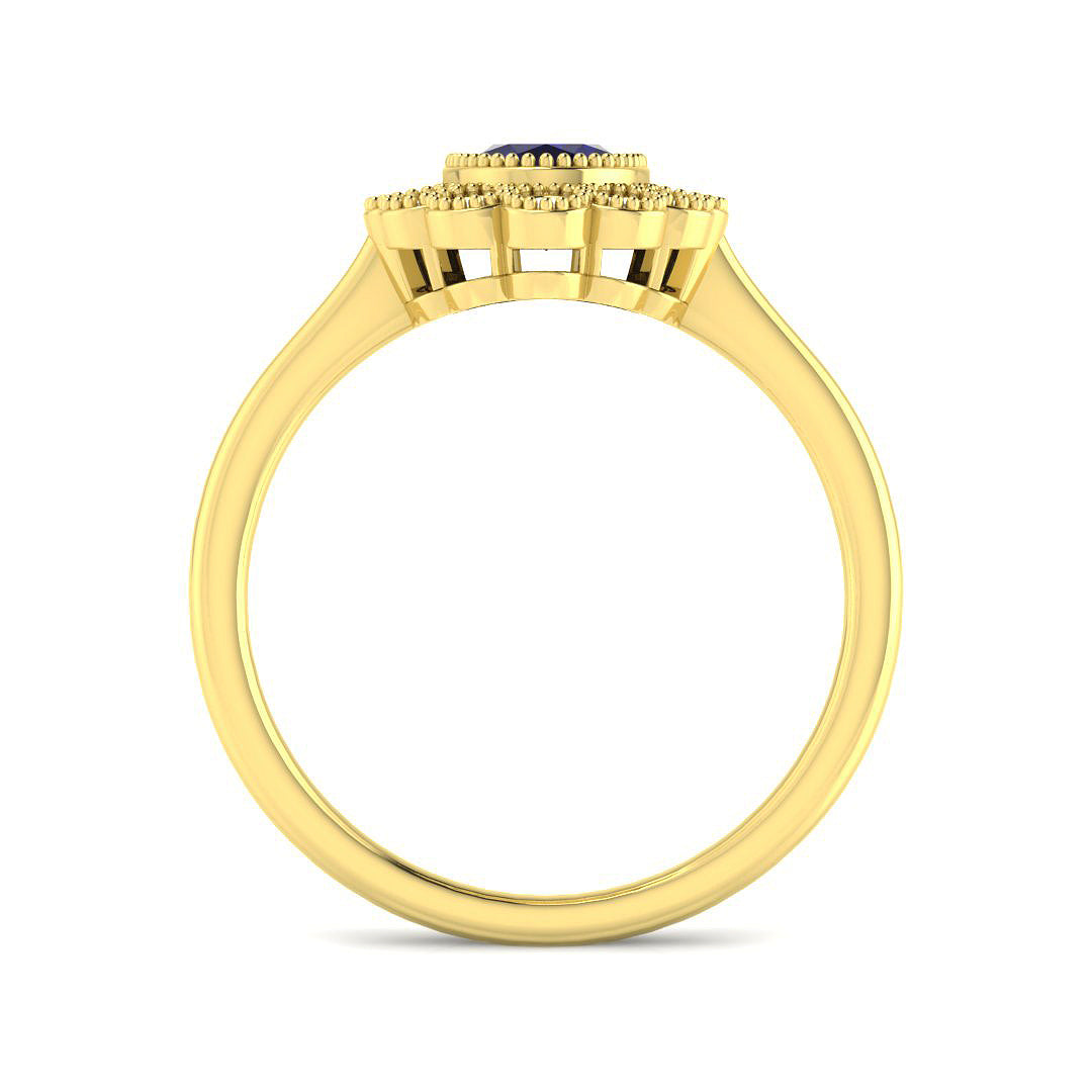 9ct Yellow Gold 1.18ct Blue Sapphire Ring
