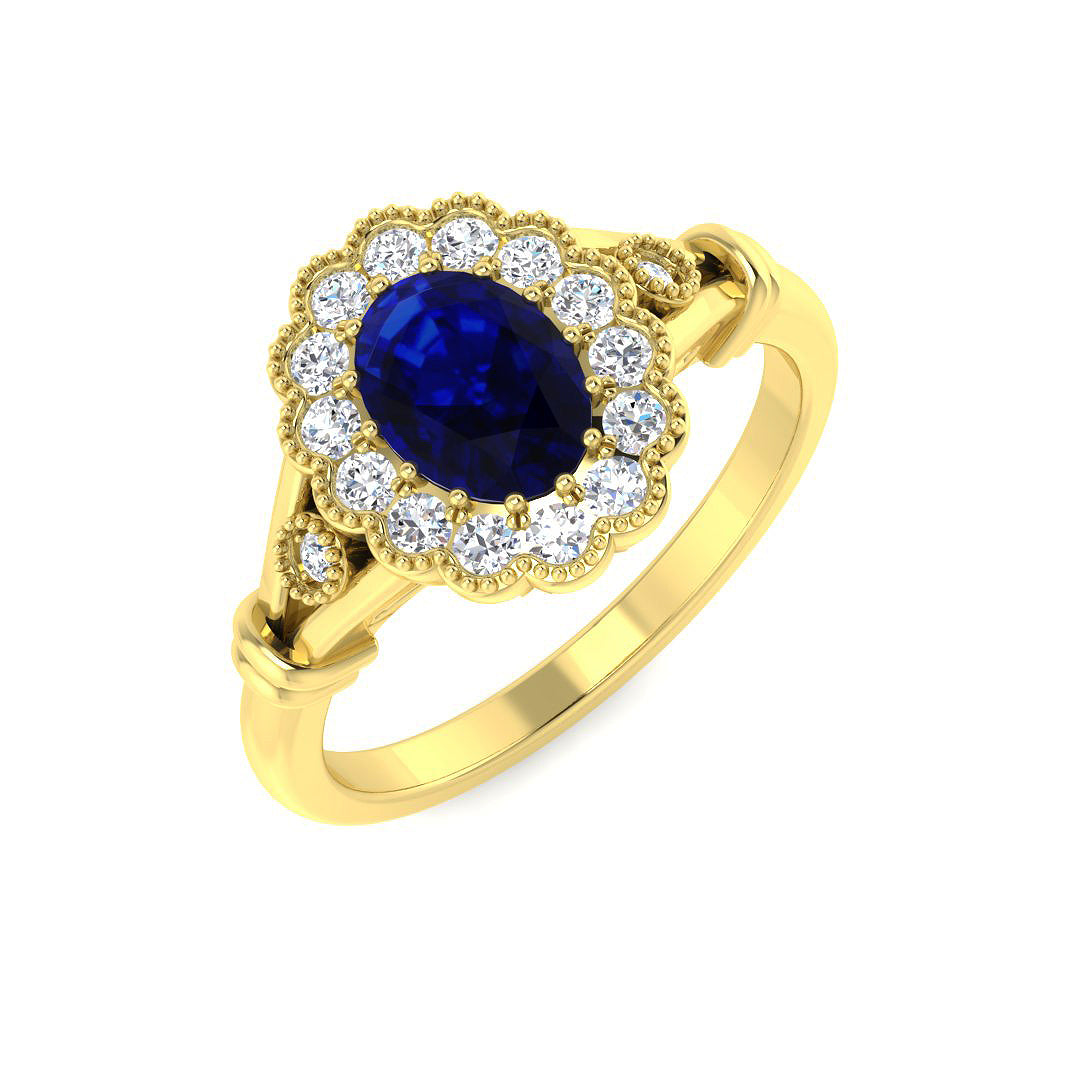 9ct Yellow Gold 1.04ct Blue Sapphire Ring