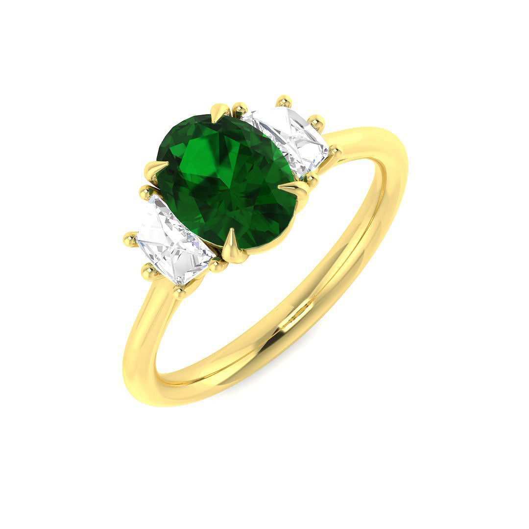 9ct Two-Tone Gold 1.64ct Laboratory Grown Lab Columbian Emerald Ring