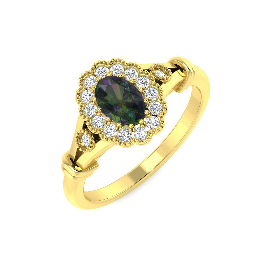 9ct Yellow Gold 0.69ct Teal Sapphire Ring