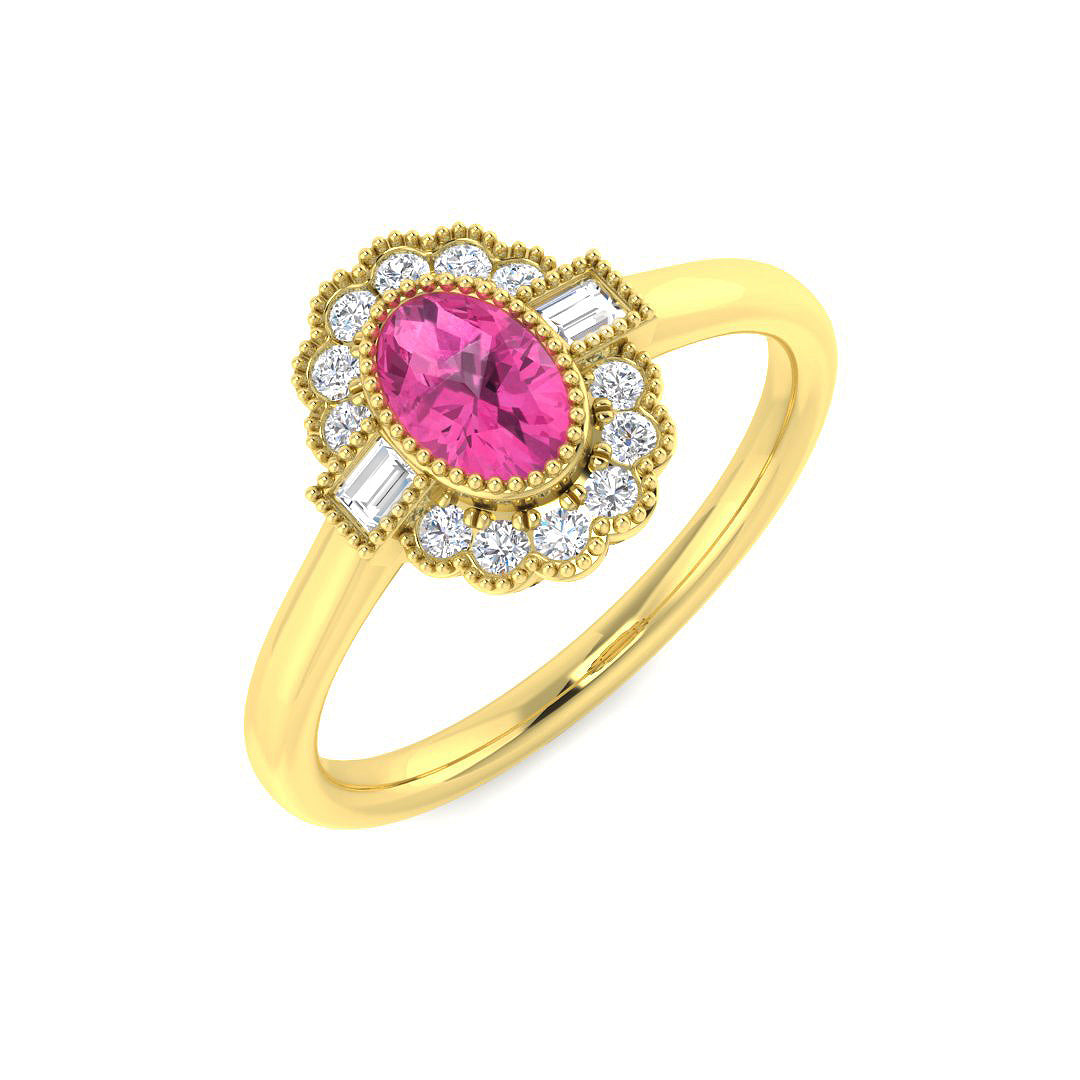 9ct Yellow Gold 0.74ct Pink Sapphire Ring
