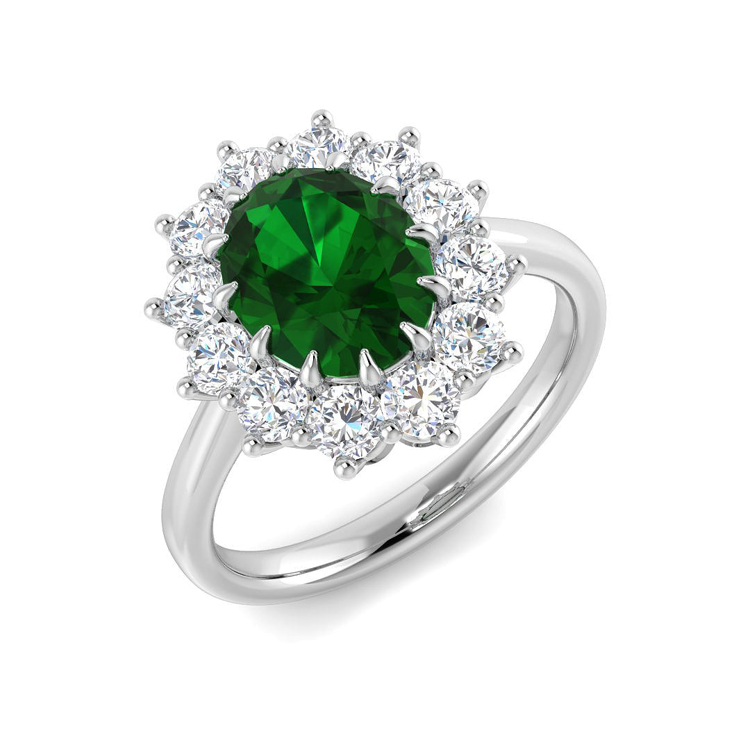 9ct White Gold 2.50ct Laboratory Grown Lab Columbian Emerald Ring