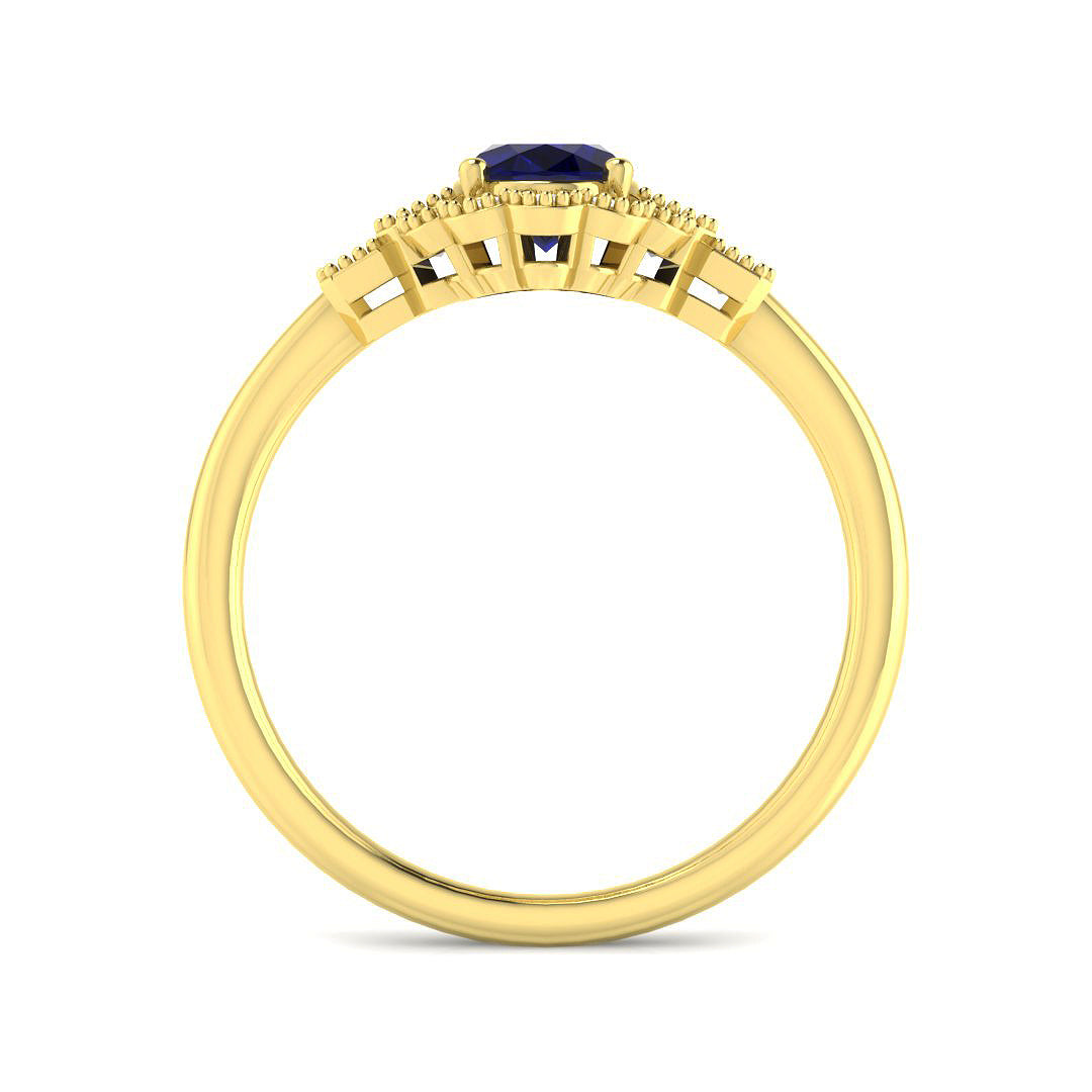 9ct Yellow Gold 1.24ct Blue Sapphire Ring