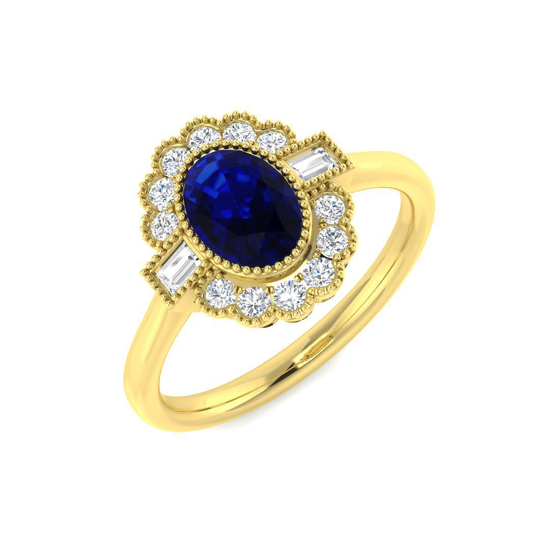 9ct Yellow Gold 1.33ct Blue Sapphire Ring