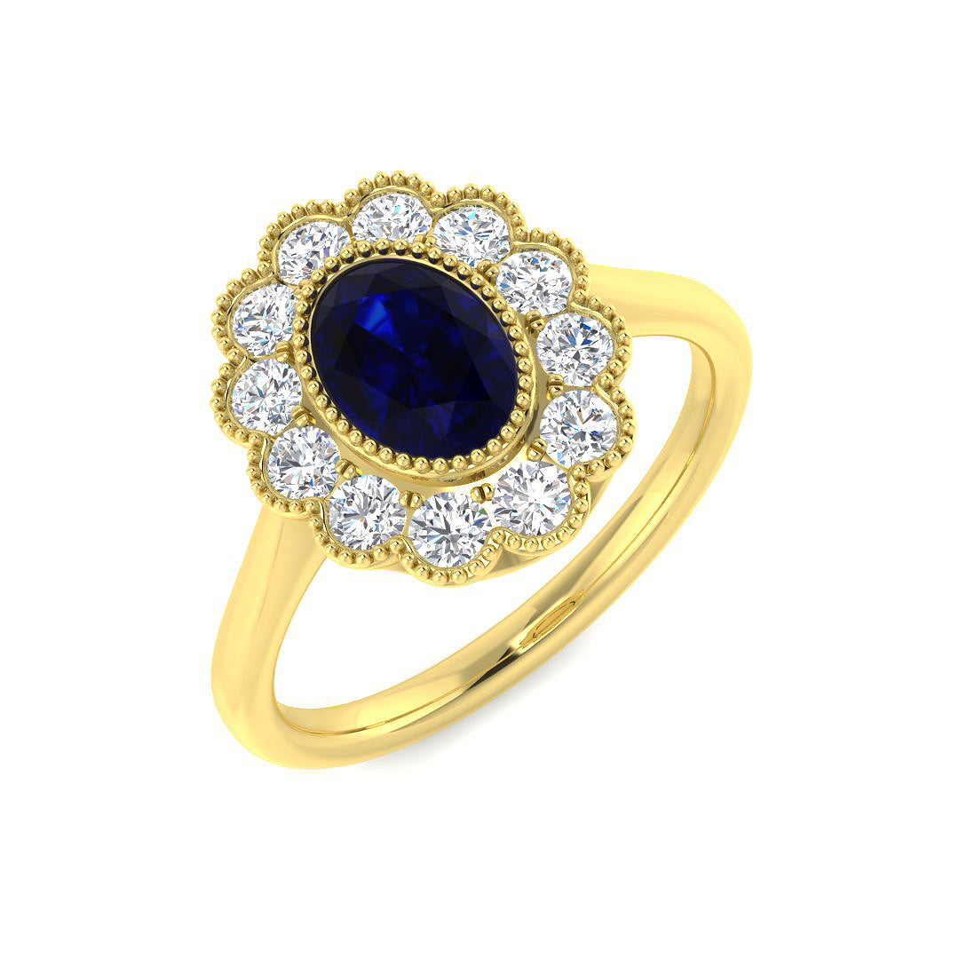9ct Yellow Gold 1.65ct Blue Sapphire Ring