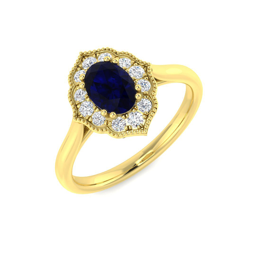 9ct Yellow Gold 0.79ct Blue Sapphire Ring