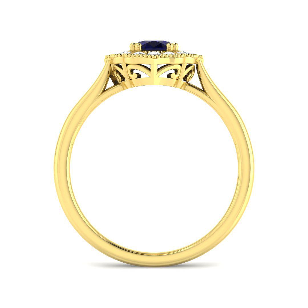 9ct Yellow Gold 0.79ct Blue Sapphire Ring