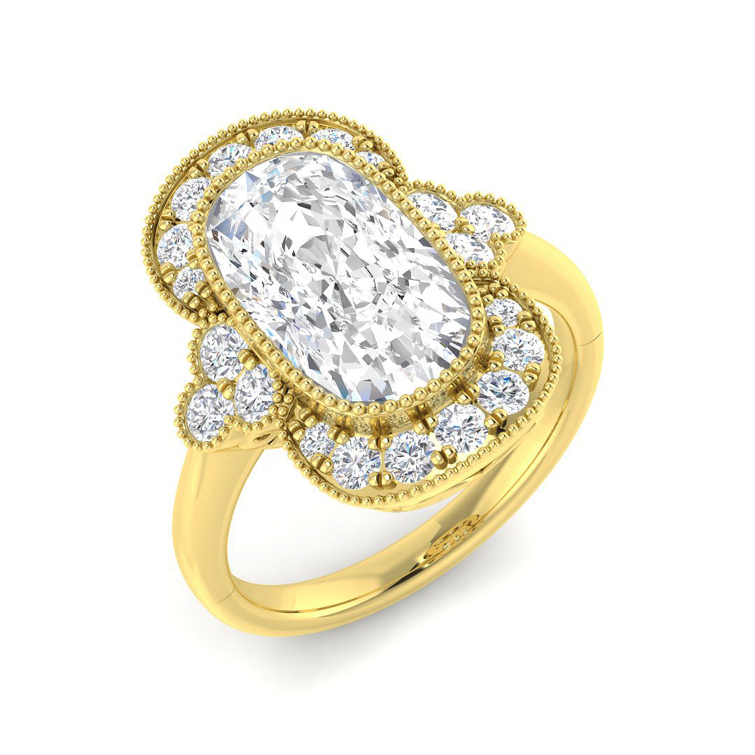 9ct Yellow Gold 3.64ct F VS1 Laboratory Grown Cvd Old Cut Ring