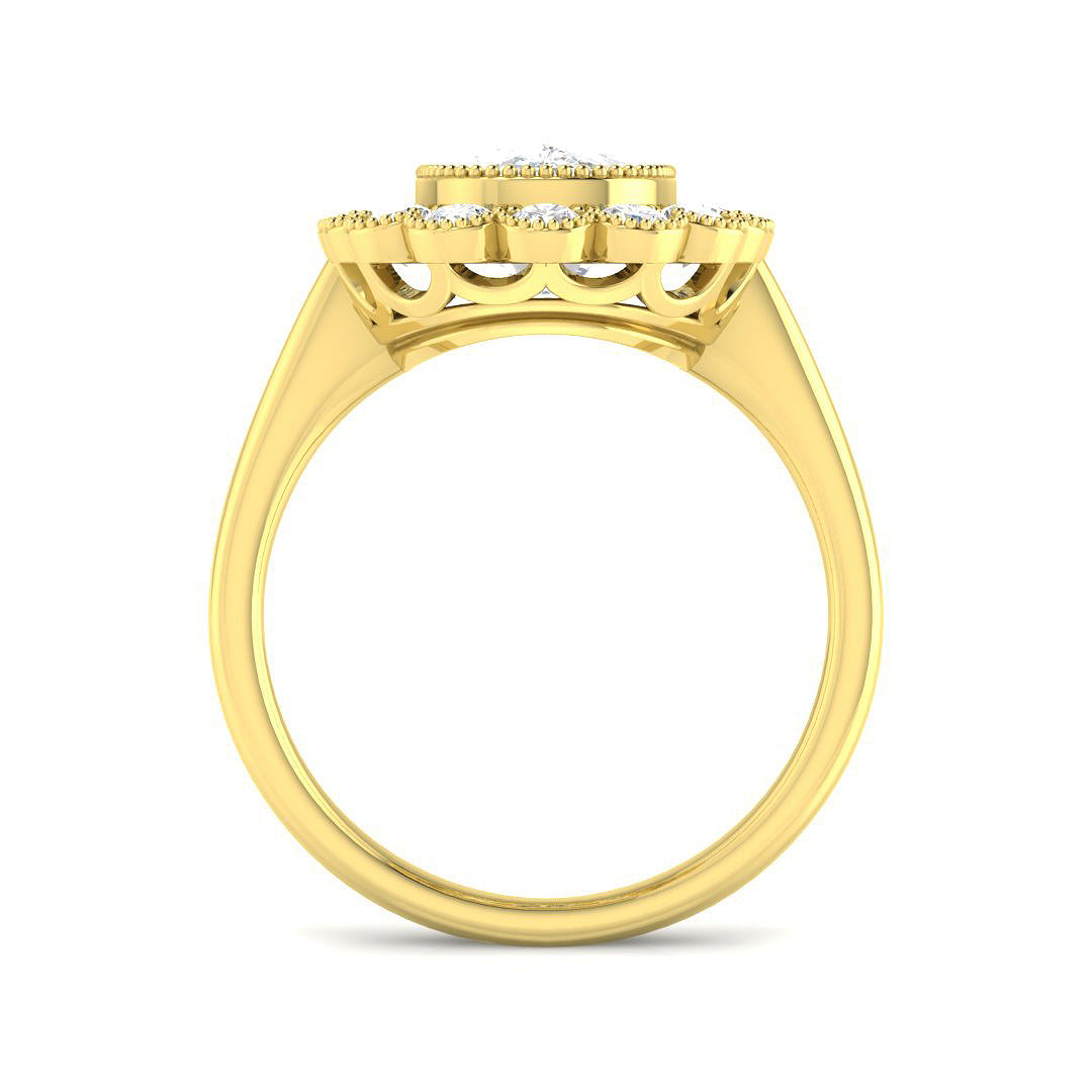 9ct Yellow Gold 4.03ct F VS1 Laboratory Grown Cvd Old Cut Ring