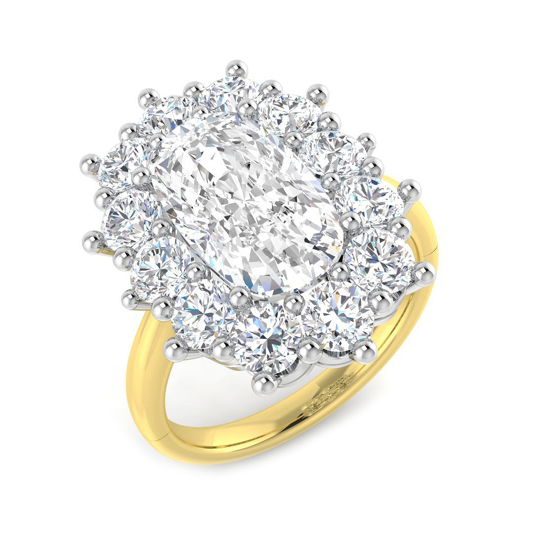 9ct Yellow Gold 4.90ct F VVS2 Laboratory Grown Cvd Old Cut Ring