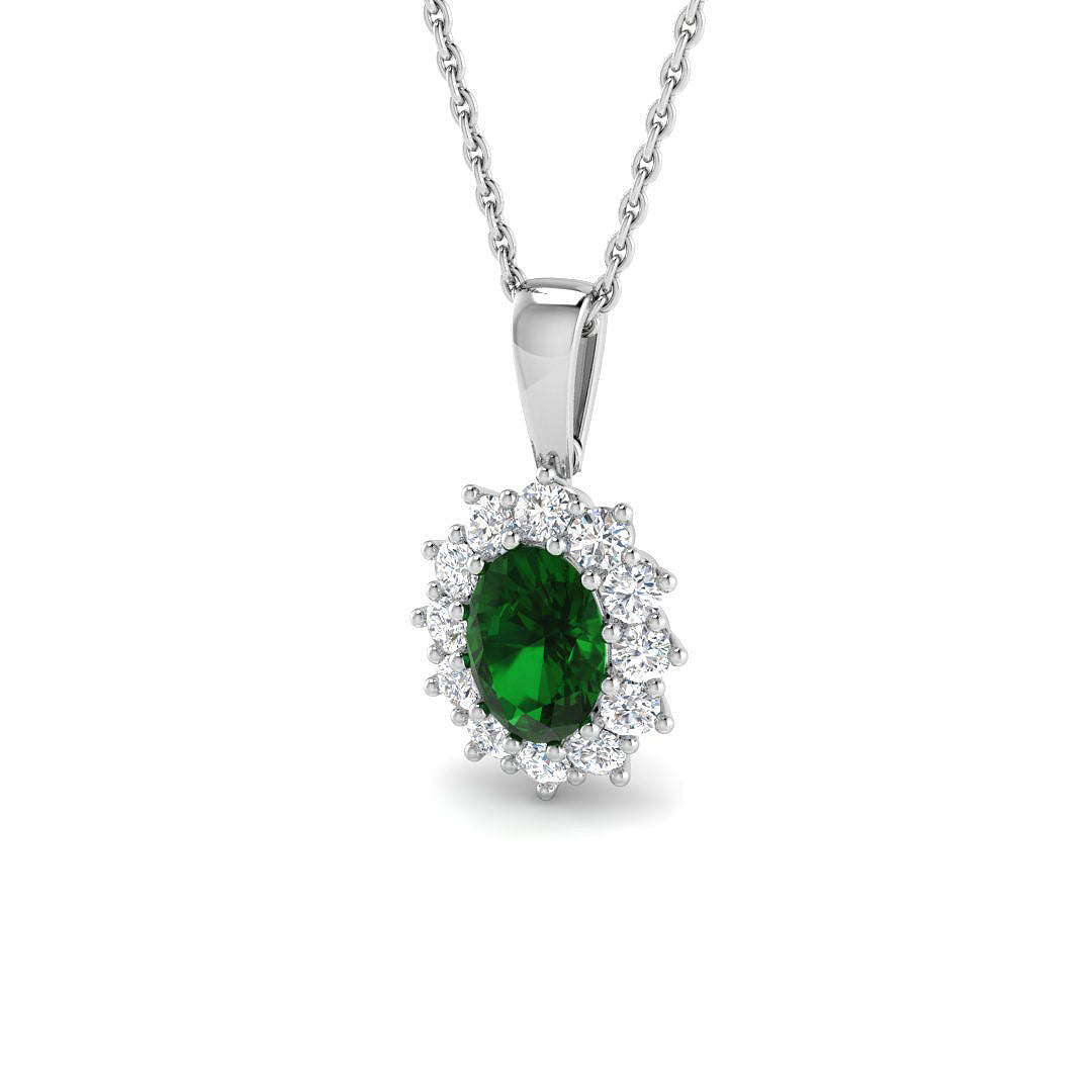 9ct White Gold 1.20ct Laboratory Grown Lab Columbian Emerald Pendant