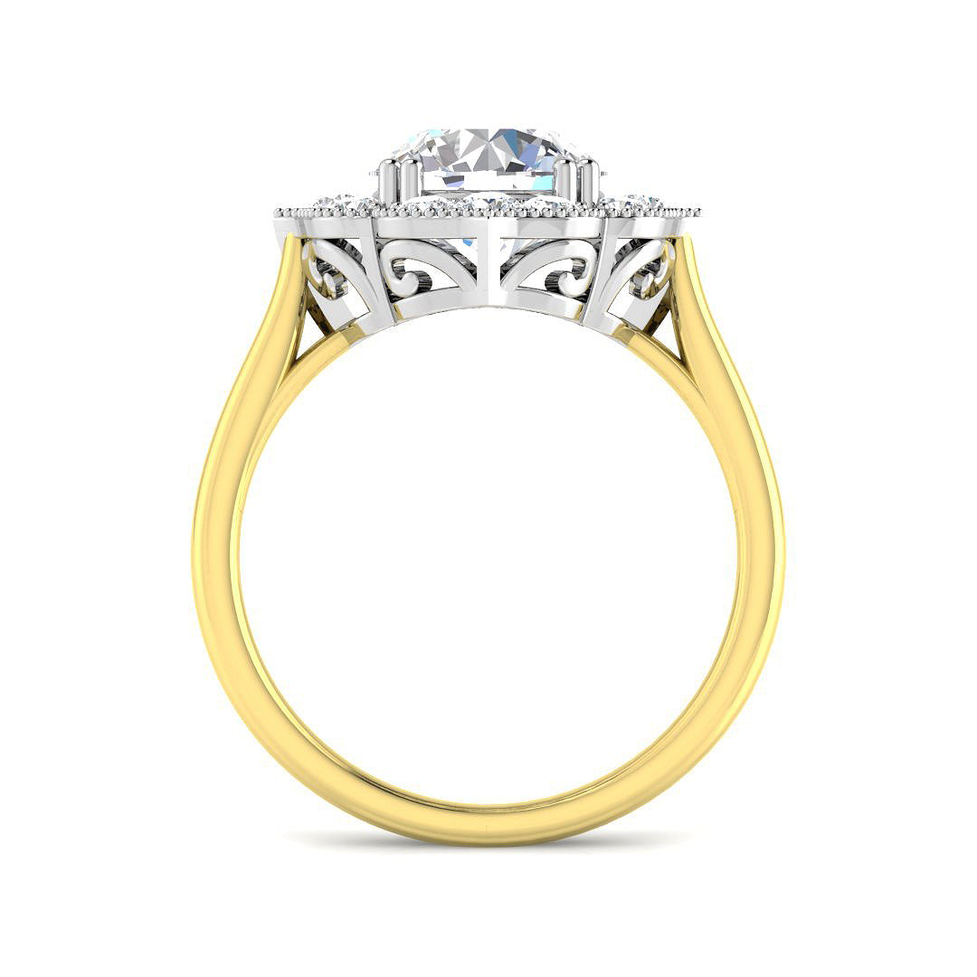 9ct Two-Tone Gold 2.44ct E VS1 Laboratory Grown Cvd Old Cut Ring