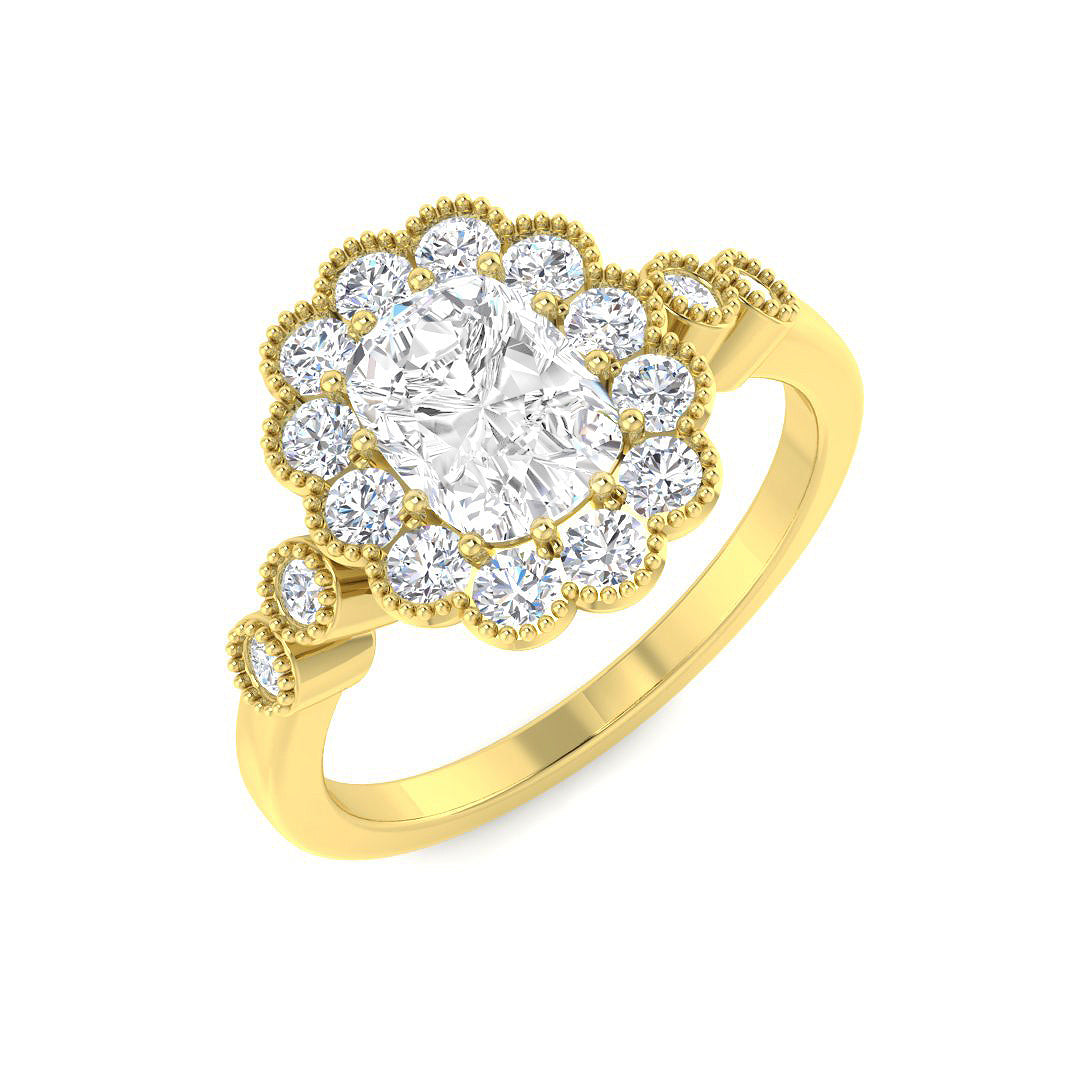 9ct Yellow Gold 1.66ct D VS1 Laboratory Grown Cvd Old Cut Ring