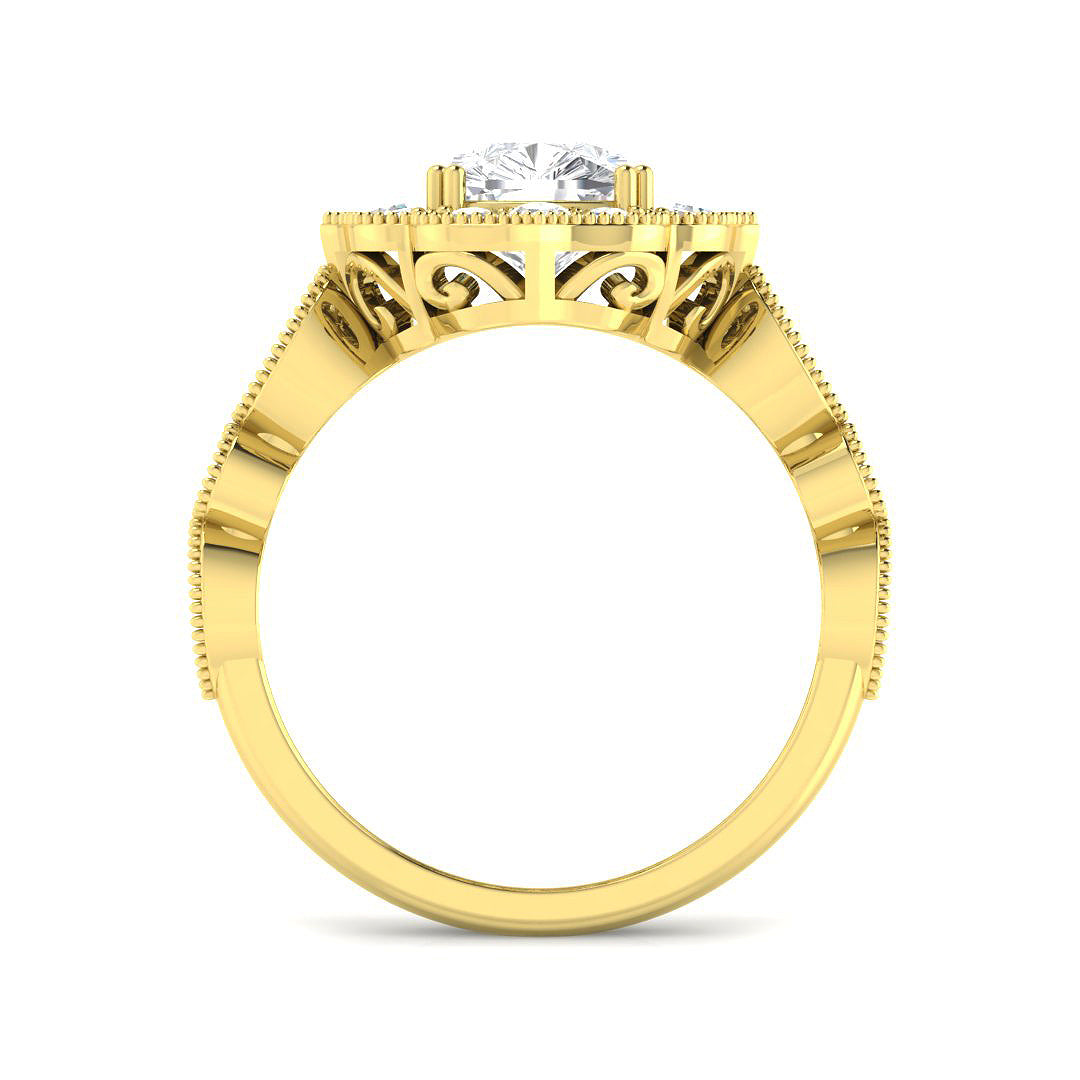 9ct Yellow Gold 2.67ct E VVS2 Laboratory Grown Cvd Old Cut Ring