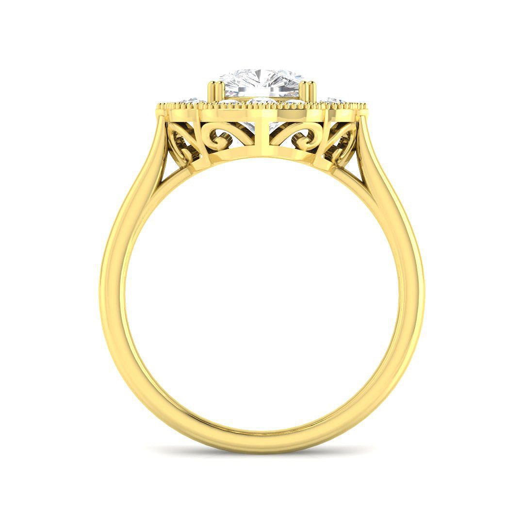 9ct Yellow Gold 2.42ct E VS1 Laboratory Grown Cvd Old Cut Ring