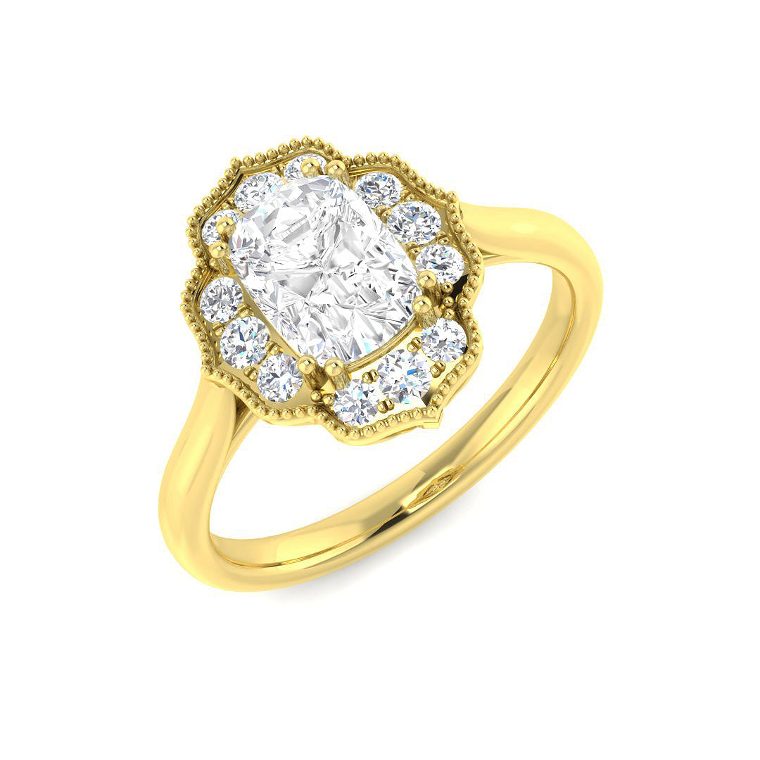 9ct Yellow Gold 1.32ct D VVS2 Laboratory Grown Cvd Old Cut Ring