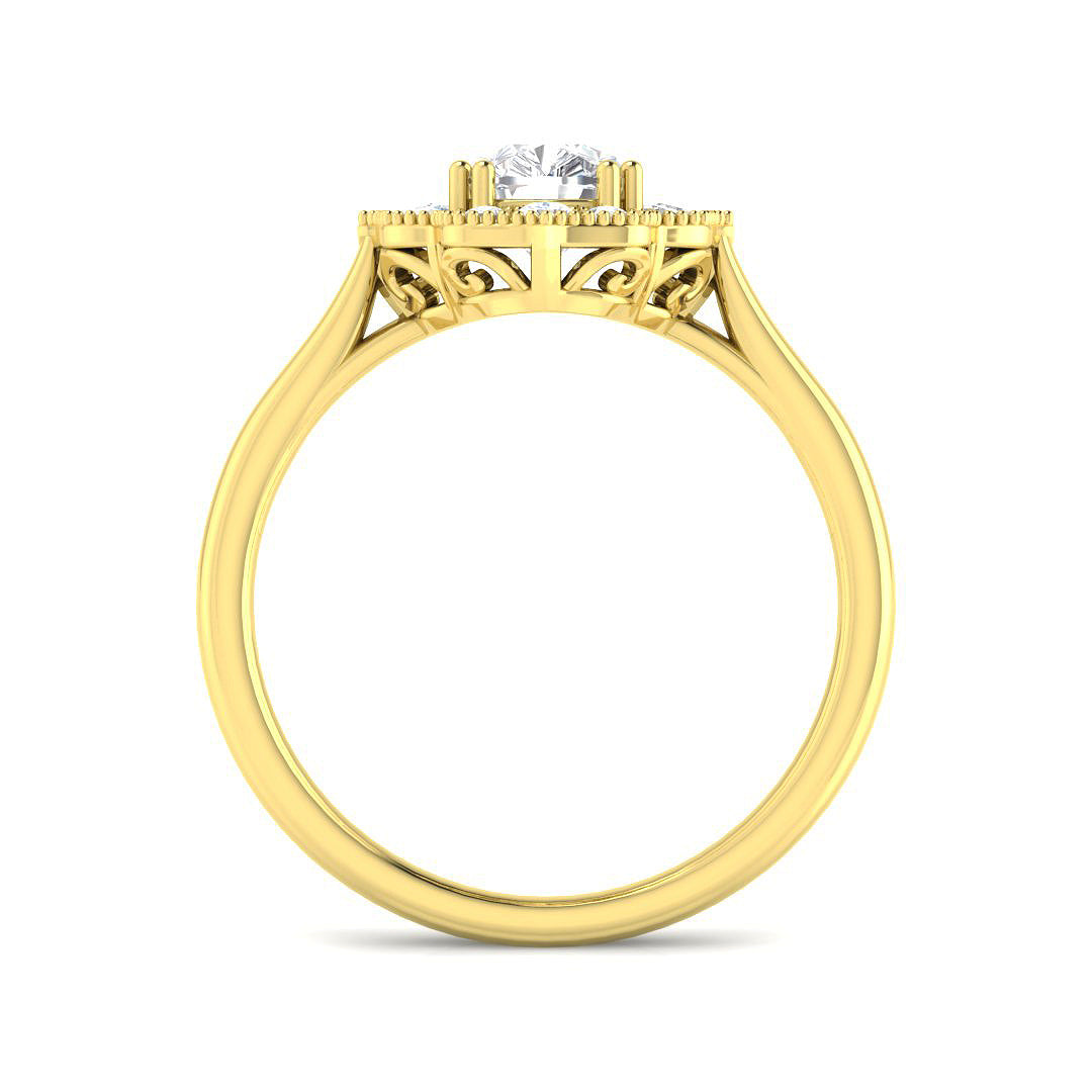 9ct Yellow Gold 1.32ct D VVS2 Laboratory Grown Cvd Old Cut Ring
