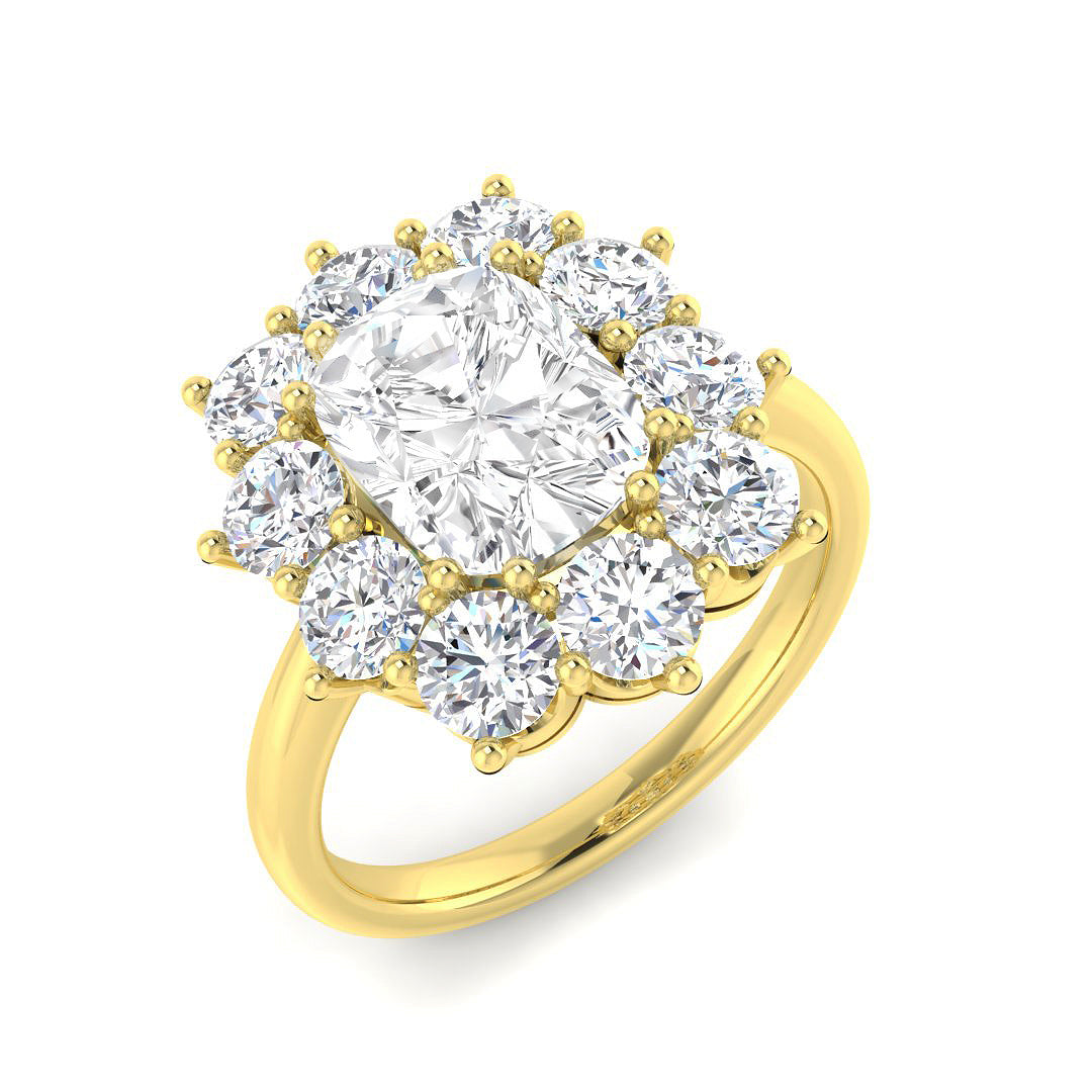 9ct Yellow Gold 3.70ct E VVS2 Laboratory Grown Cvd Old Cut Ring