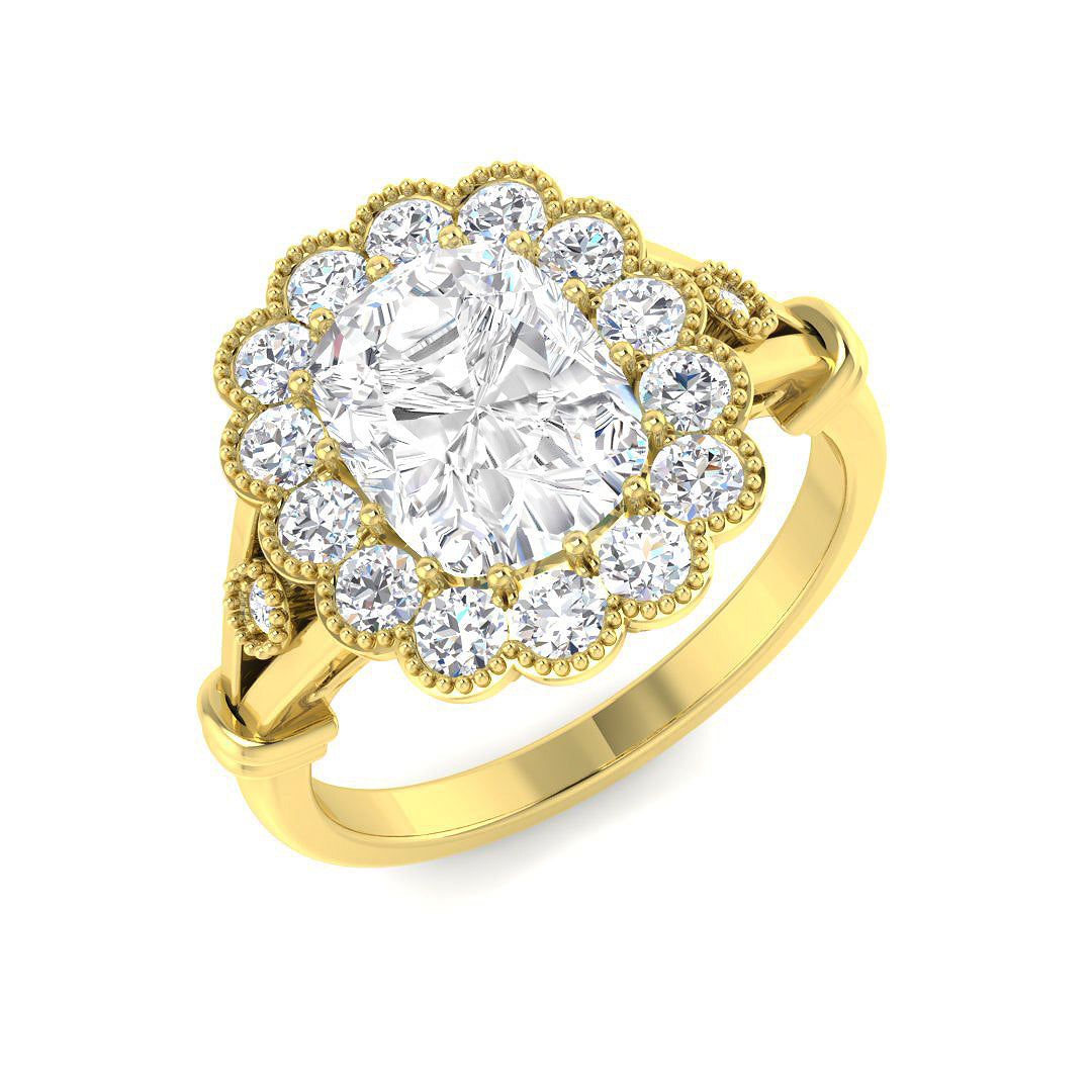 9ct Yellow Gold 2.68ct E VVS2 Laboratory Grown Cvd Old Cut Ring