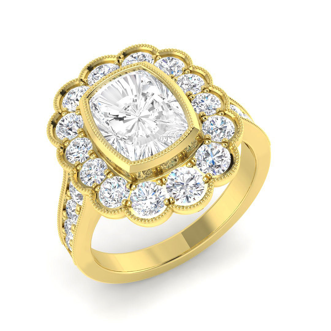 9ct Yellow Gold 1.90ct D VVS2 Laboratory Grown Cvd Old Cut Ring