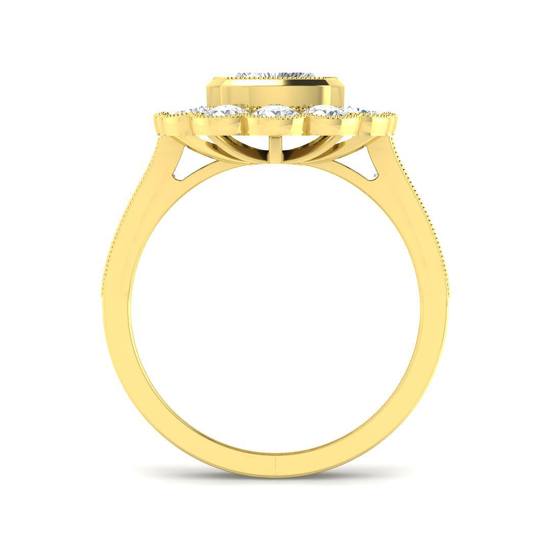 9ct Yellow Gold 1.90ct D VVS2 Laboratory Grown Cvd Old Cut Ring