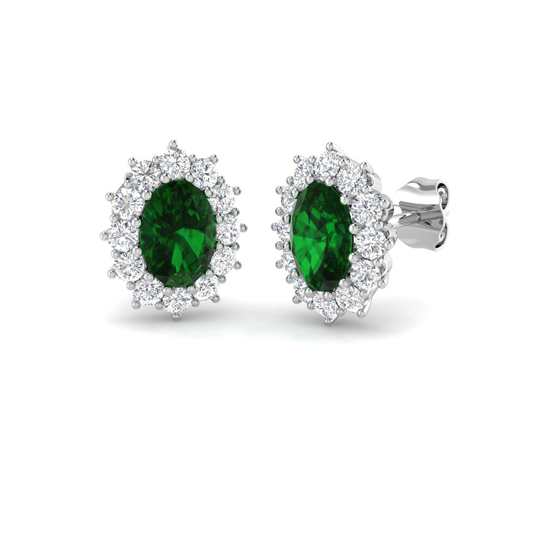 9ct White Gold 2.08ct Emerald Earrings