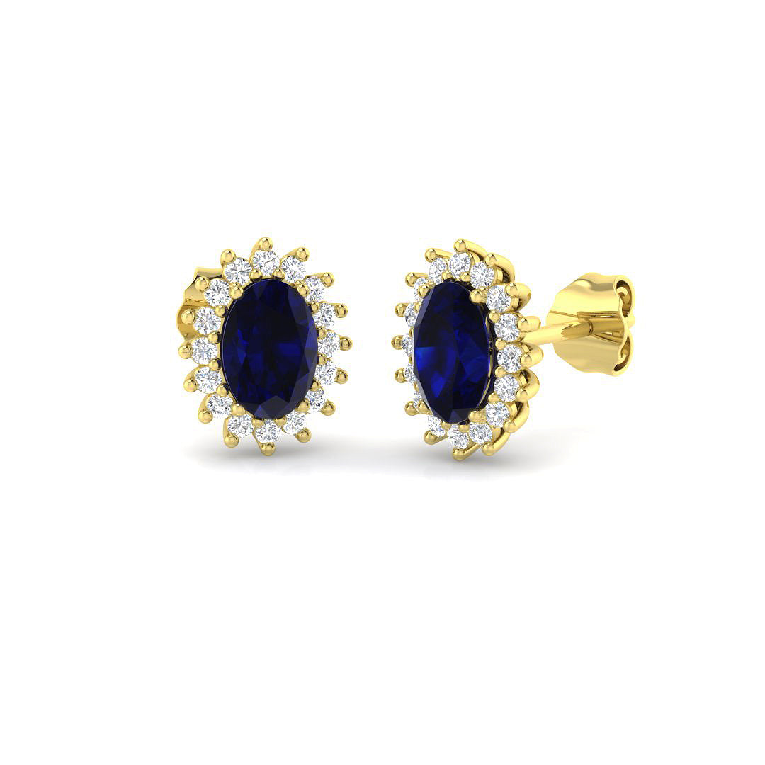 9ct Yellow Gold 1.85ct Blue Sapphire Earrings