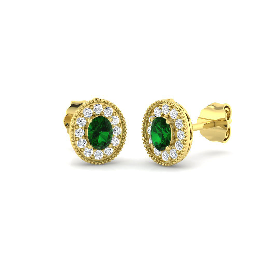 9ct Yellow Gold 0.47ct Emerald Earrings