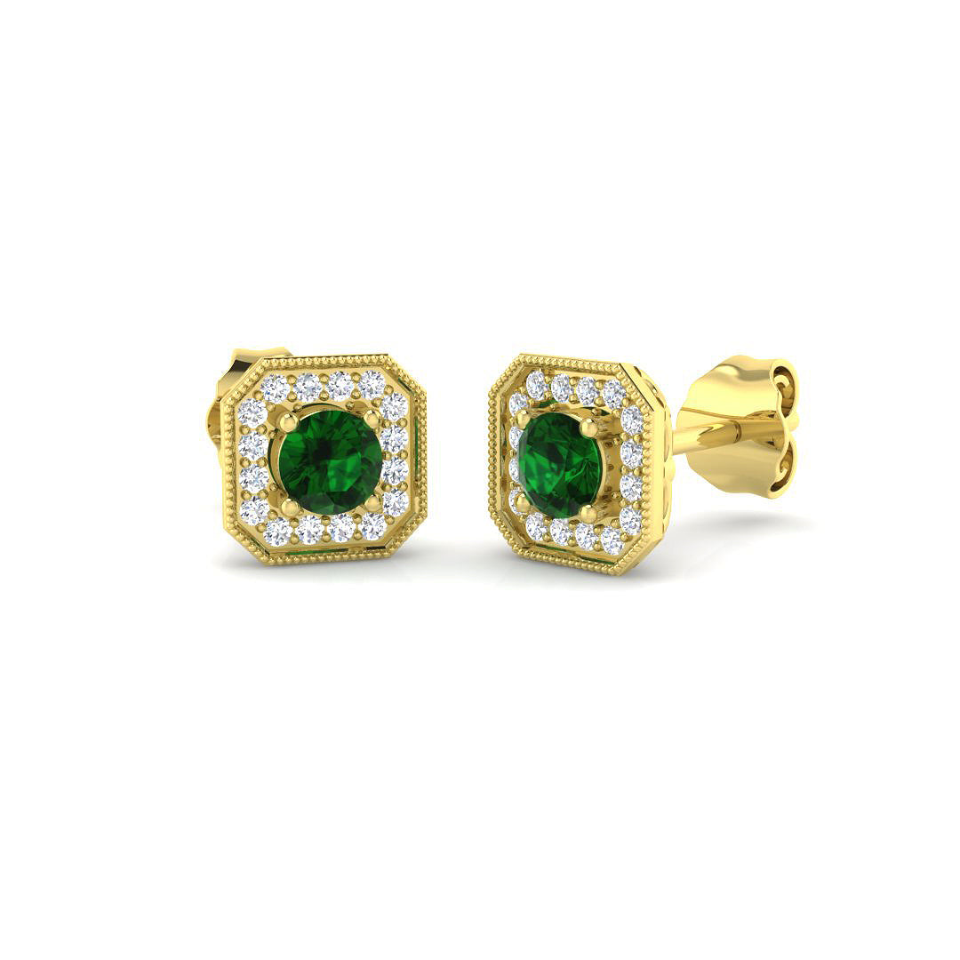 9ct Yellow Gold 0.49ct Emerald Earrings