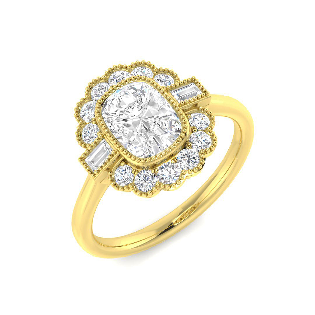9ct Yellow Gold 1.46ct D VVS2 Laboratory Grown Cvd Old Cut Ring
