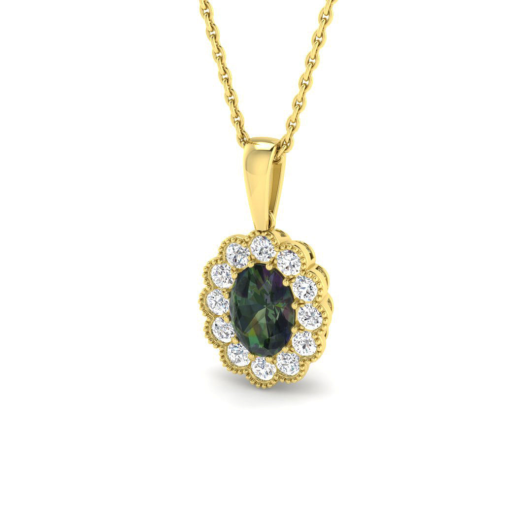 9ct Yellow Gold 1.63ct Teal Sapphire Pendant