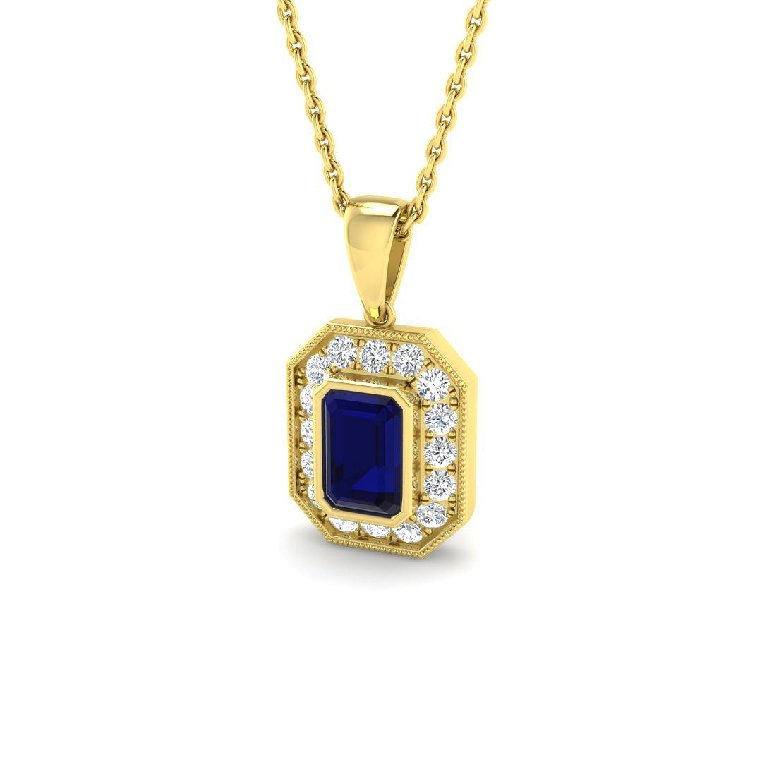 9ct Yellow Gold 0.91ct Blue Sapphire Pendant