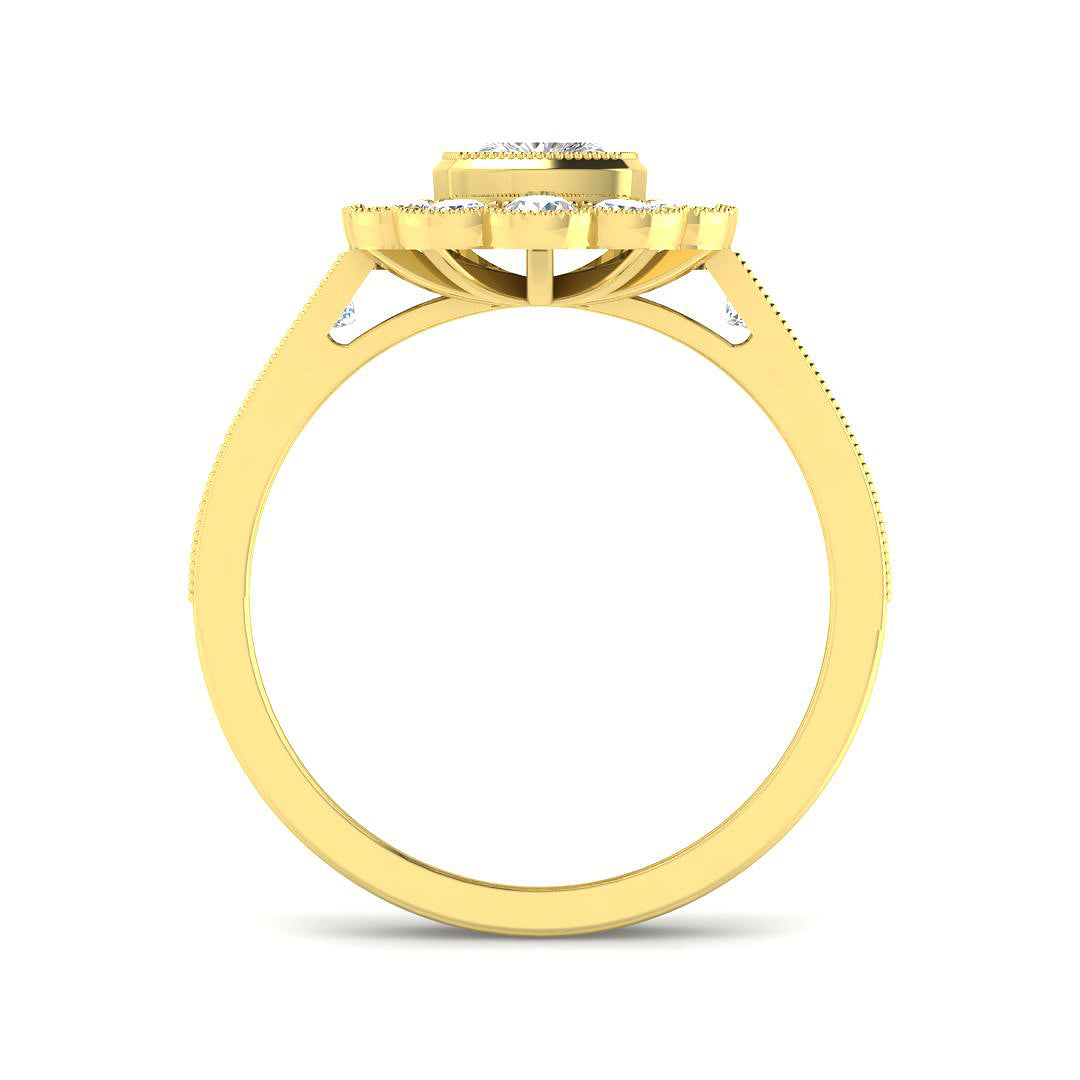9ct Yellow Gold 3.39ct E VVS2 Laboratory Grown Cvd Old Cut Ring