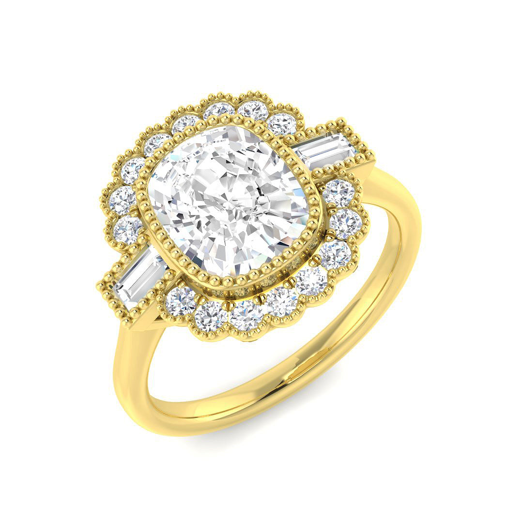 9ct Yellow Gold 2.62ct E VVS2 Laboratory Grown Cvd Old Cut Ring