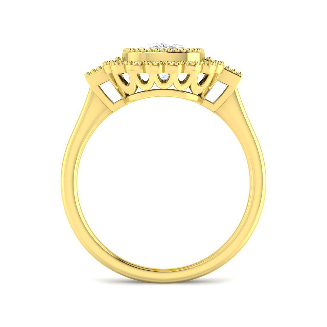 9ct Yellow Gold 2.62ct E VVS2 Laboratory Grown Cvd Old Cut Ring