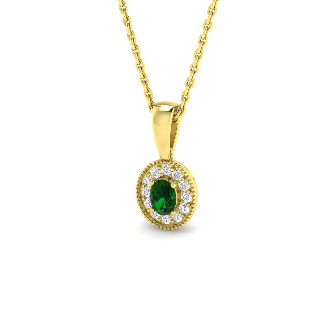 9ct Yellow Gold 0.24ct Emerald Pendant