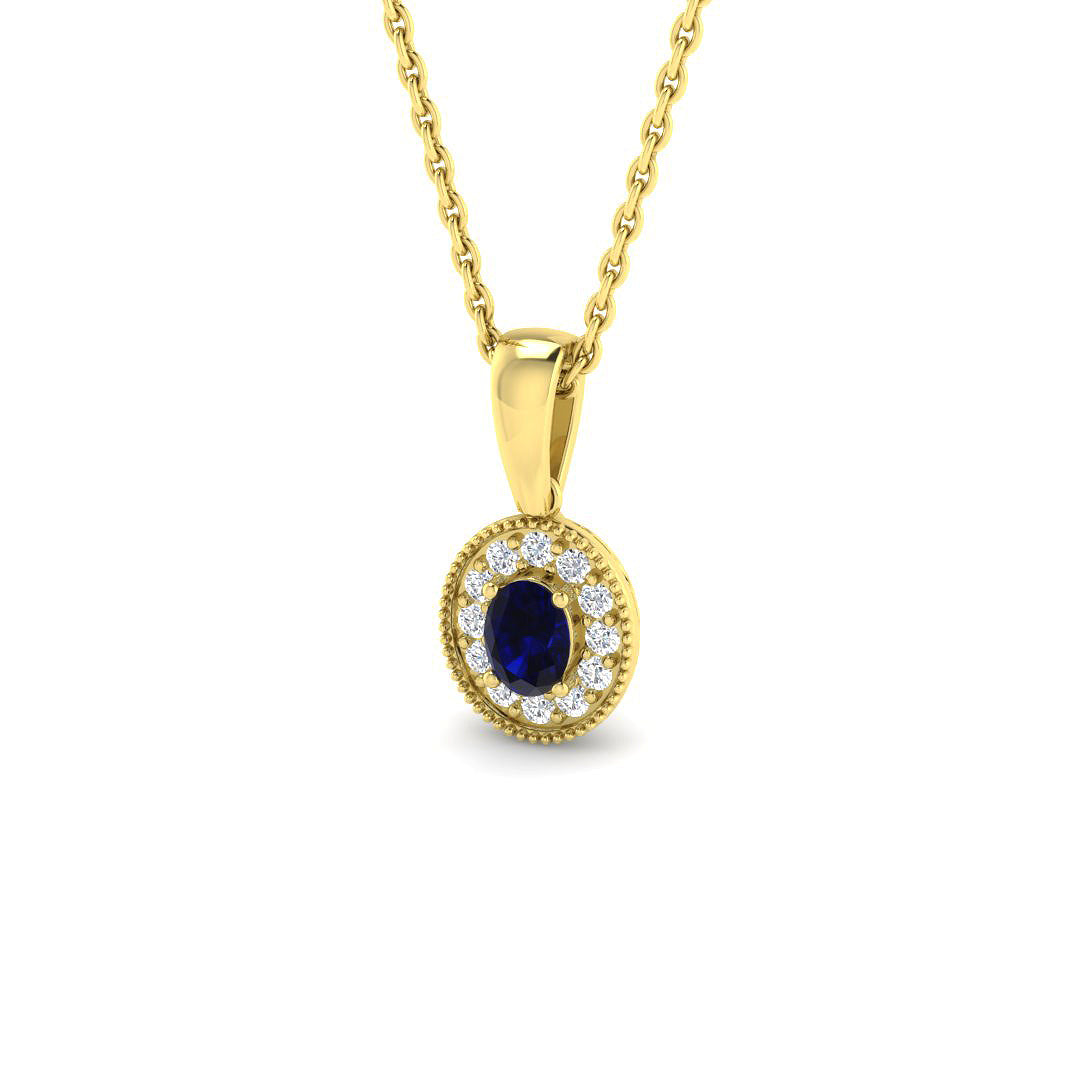 9ct Yellow Gold 0.31ct Blue Sapphire Pendant
